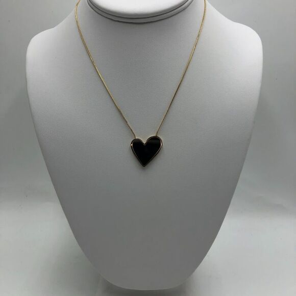 18K Gold Plated Women's Heart Shape Necklace Black Romantic Love Everyday - Picture 5 of 12